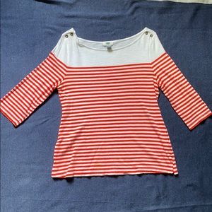 Red Striped Boat Neck Shirt